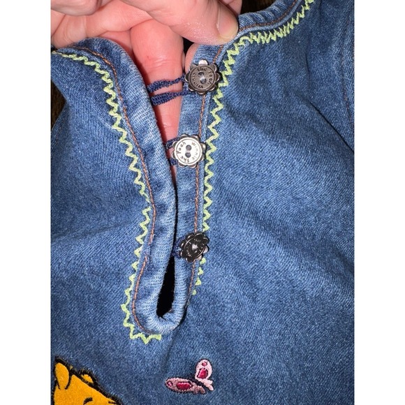 Vintage Disney Winnie the Pooh Denim Jumper Dress 4t Rare Piglet Y2K embroidered - Picture 5 of 5